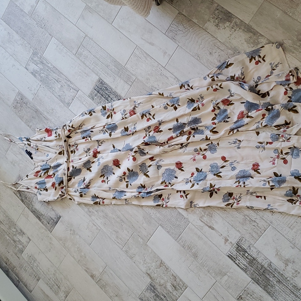 American Eagle Outfitters Floral Jumpsuit - Cream, Blue, Red